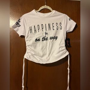 Short sleeve top with pull string sides